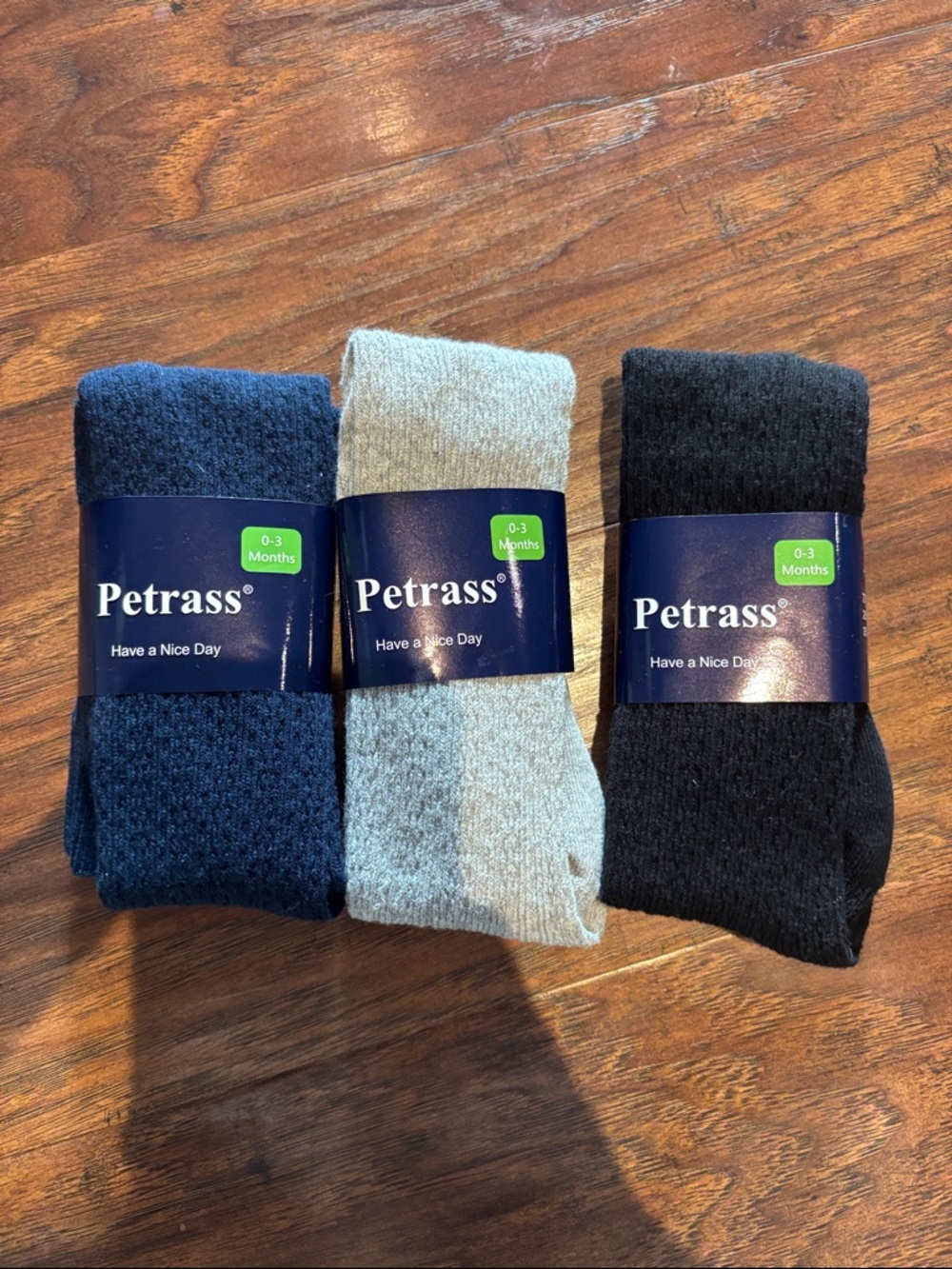 Baby 3-Pack tights- Navy, Light Gray & Black